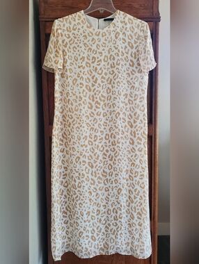 Jenni Kayne Silk Snow Leopard Midi Dress MEDIUM NWOT